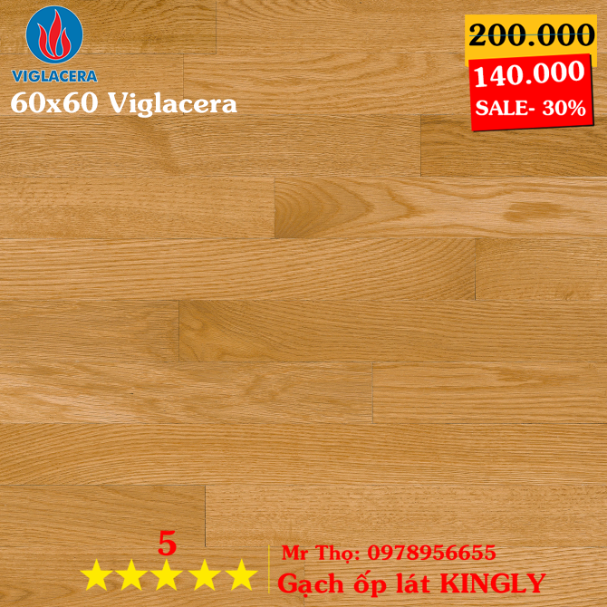 Gạch giả gỗ Viglacera 60x60 UHM605